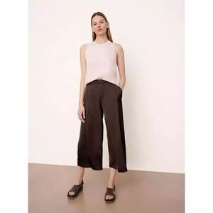 Vince Brown Satin Pleat Front Wide Leg Trousers. Size 18. NWOT. P